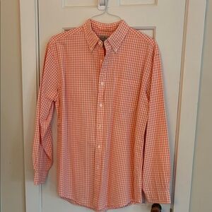 L.L. Bean Men's Orange Gingham Button Down Shirt